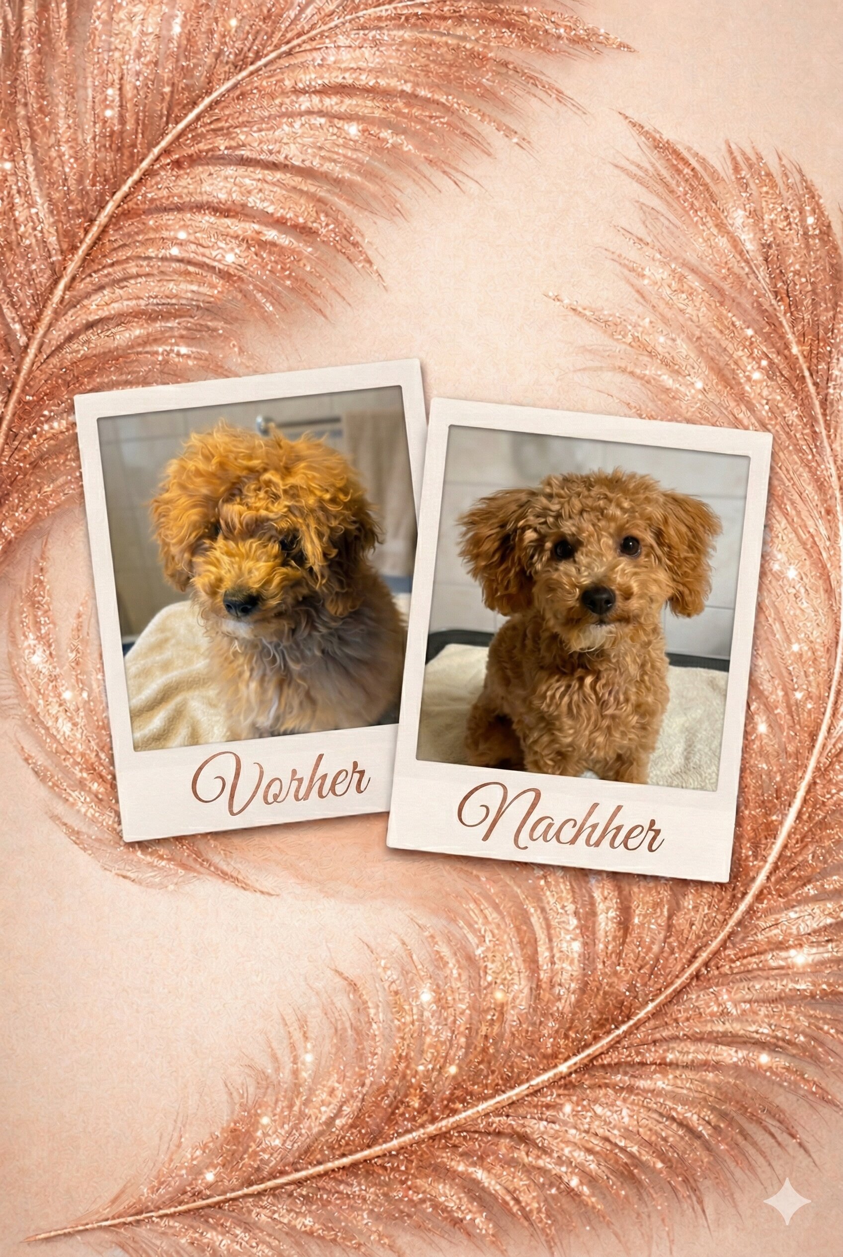 Vorher Nachher Hundepflege durch mobile Hundefriseurin in Düren